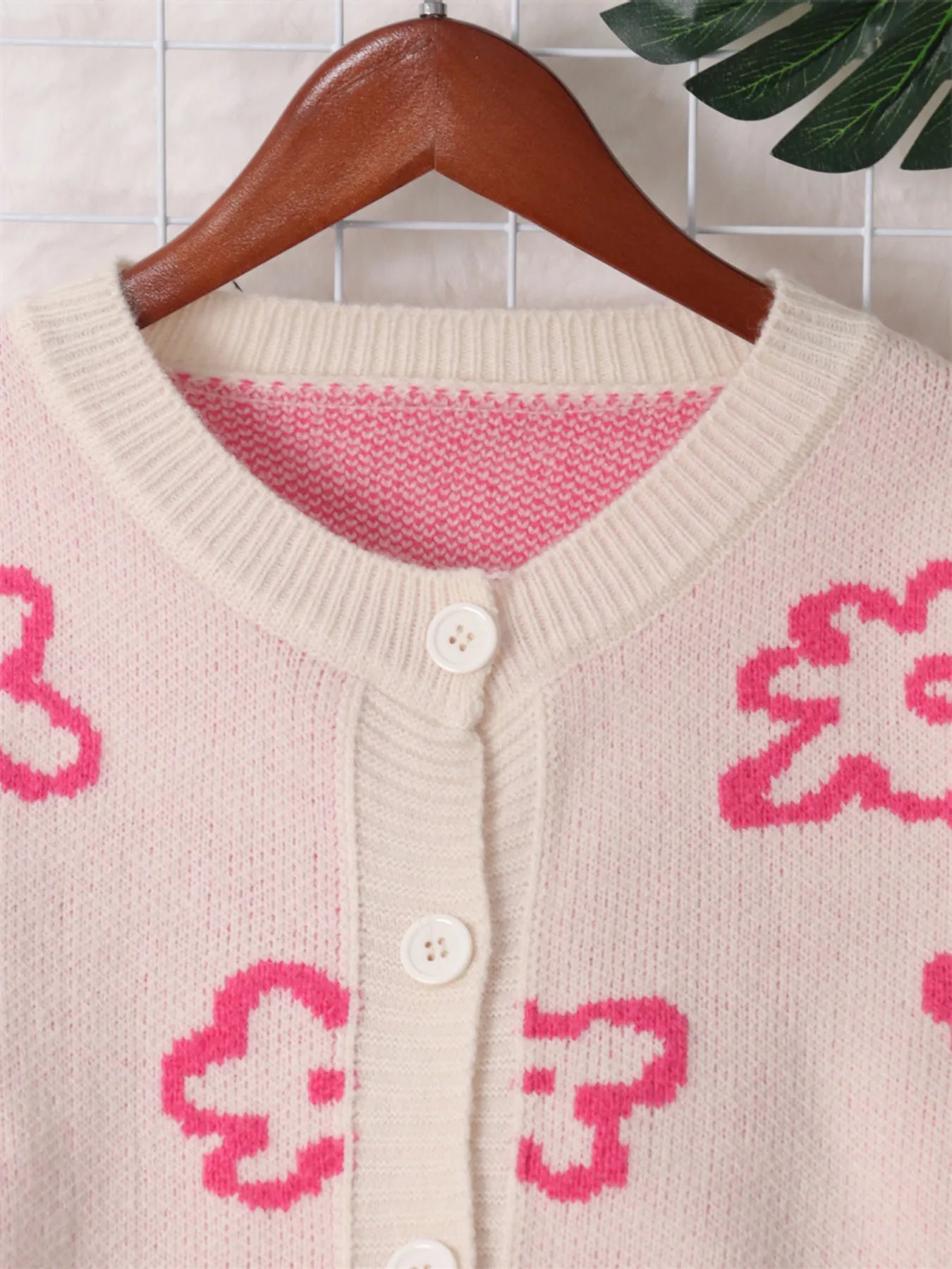 Floral Pattern Button-Up Cardigan - Fashorio