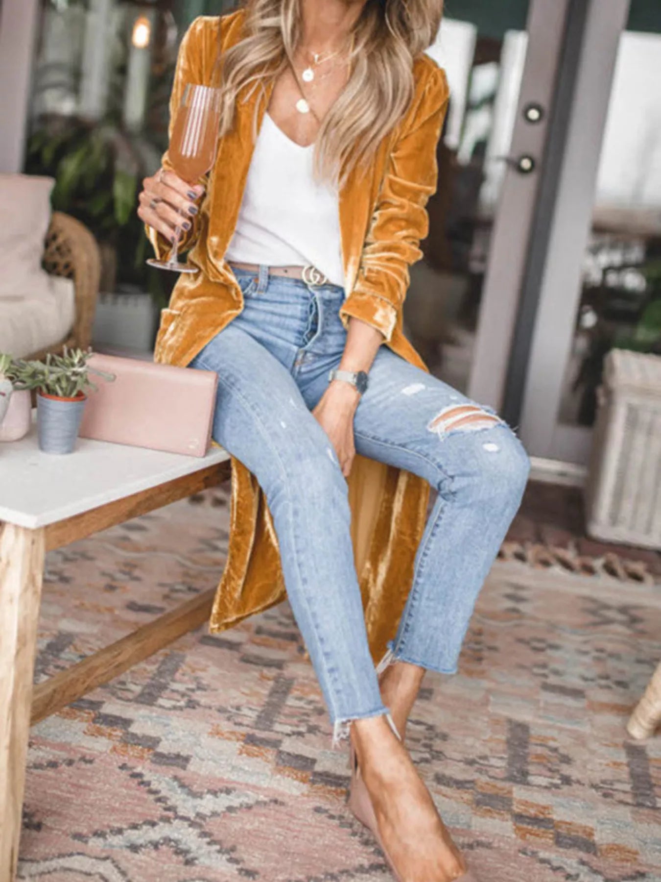 Open Front Long Sleeve Longline Cardigan - Fashorio