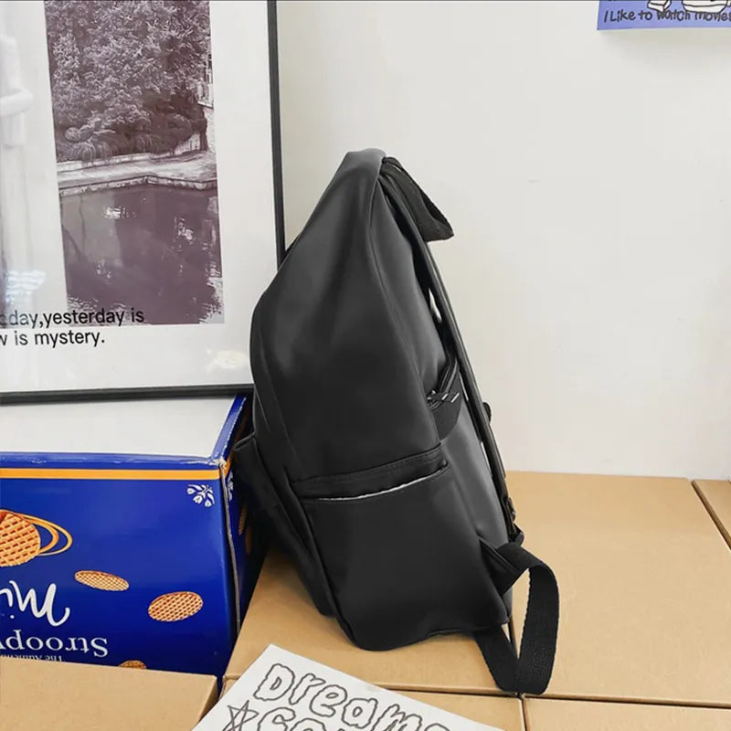 Faux leather zip backpack interior compartment