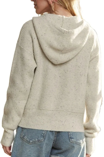 ADORA Hoodie Relaxed Fit Ribbed Cuffs Sweater Cardigan - Fashorio