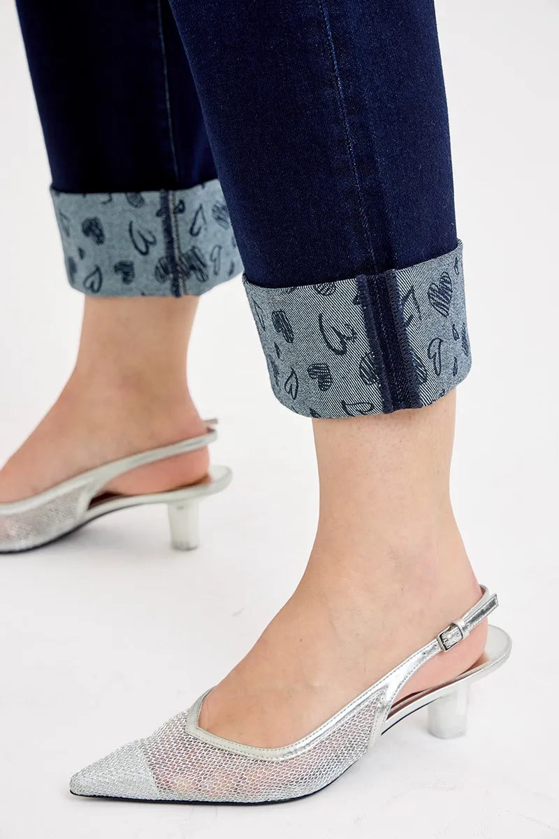 RISEN wide leg jeans polka dot cuff styling inspiration