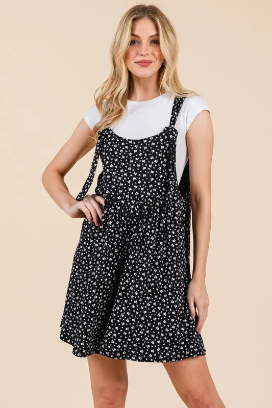 Floral Print Overalls with Pockets detail