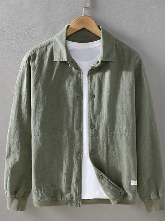 Men's Plus Size Button Up Long Sleeve Shacket Light Green - Fashorio
