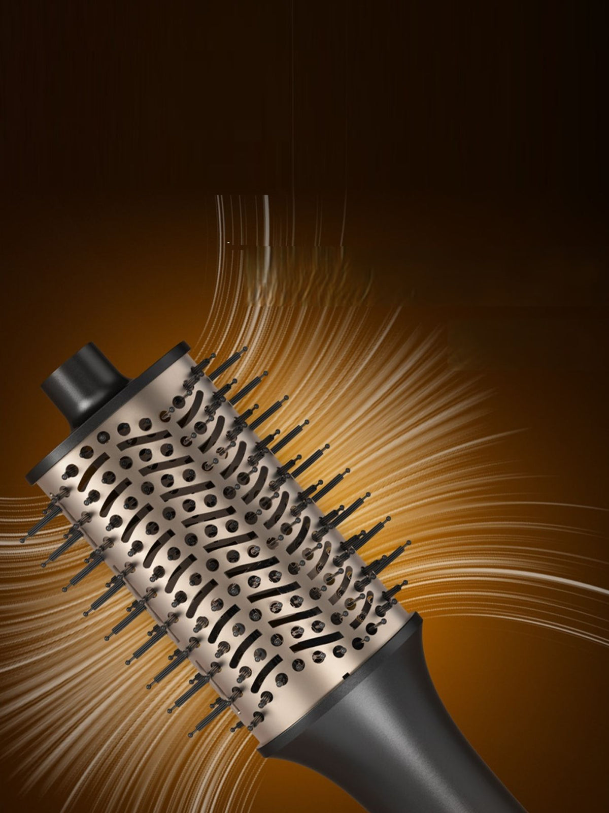 Hot air brush styling hair for volume