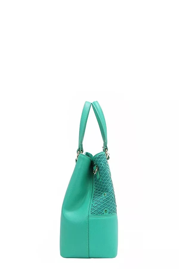 Monogram Pattern Handbag with Rhinestones Decor view 8