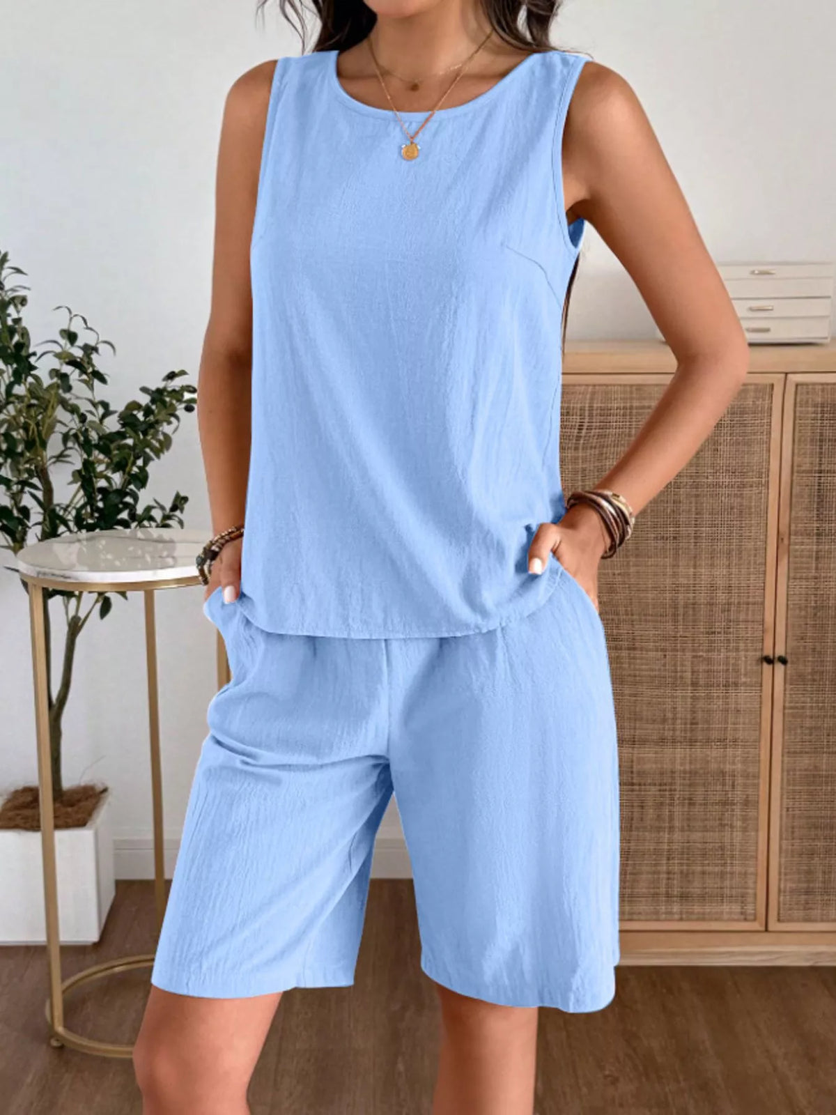 Round Neck Tank and Shorts Set, view 14
