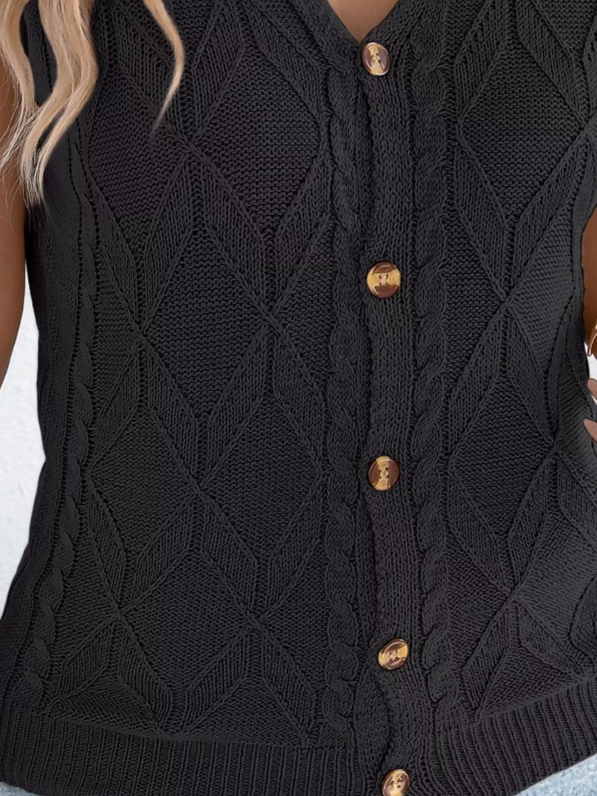 Texture knit cap sleeve cardigan full outfit
