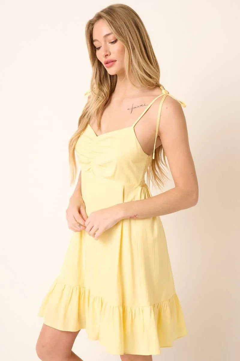 Ruched Detail Spaghetti Tie Mini Dress side view