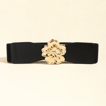 Flower Alloy Buckle Elastic Belt - Fashorio