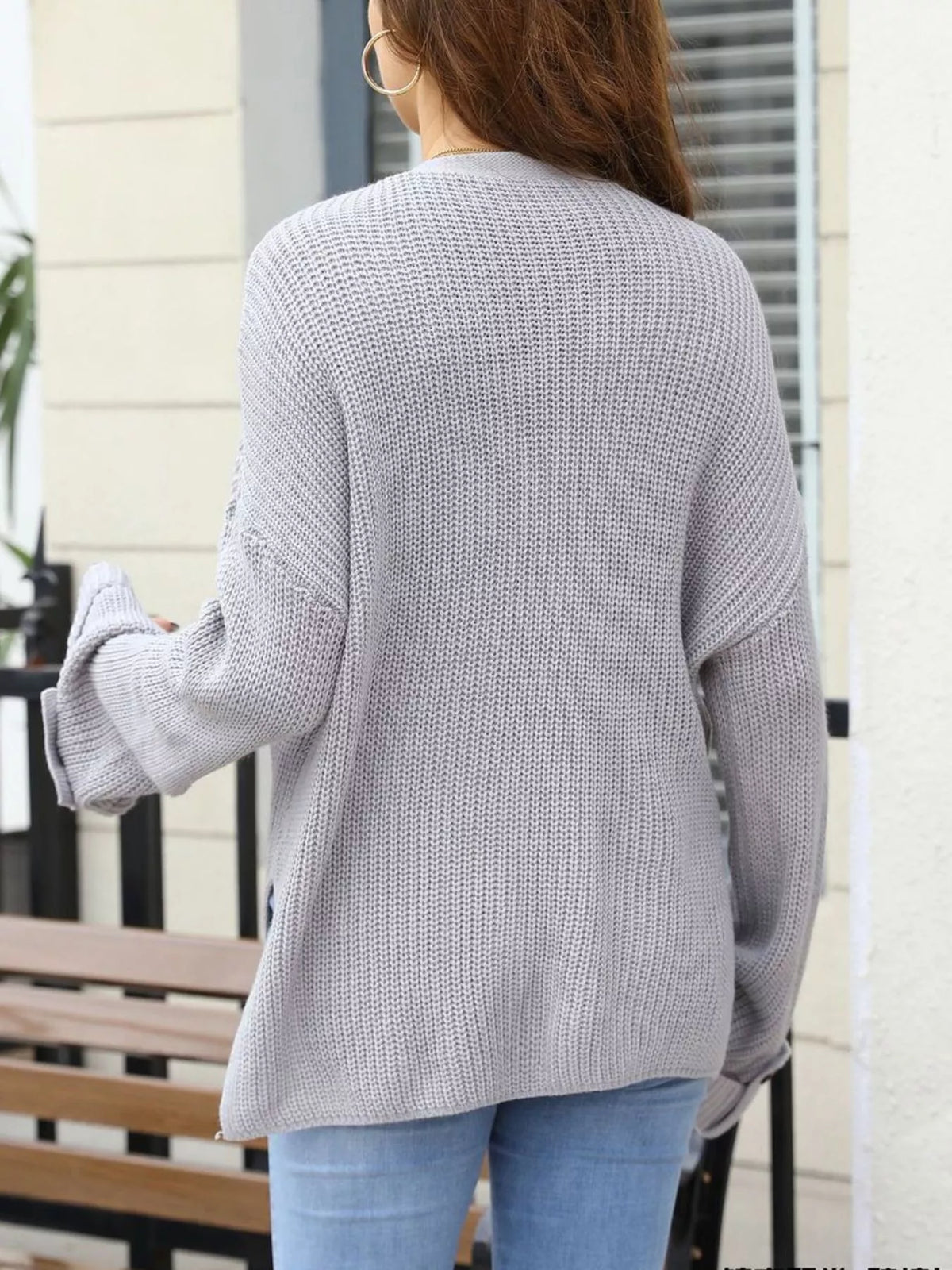 oversized knit button down cardigan relaxed fit view