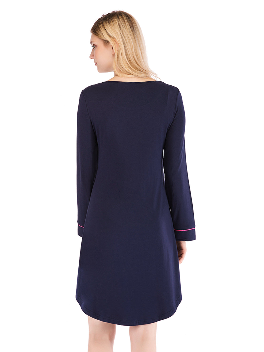 Round Neck Night Dress with Pocket - Fashorio