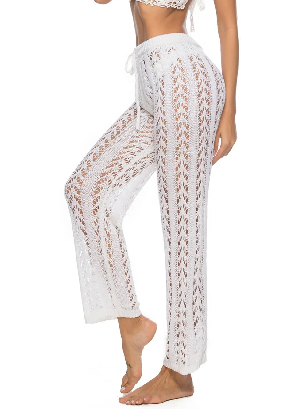 Cutout Drawstring High Waist Swim Pants - Fashorio