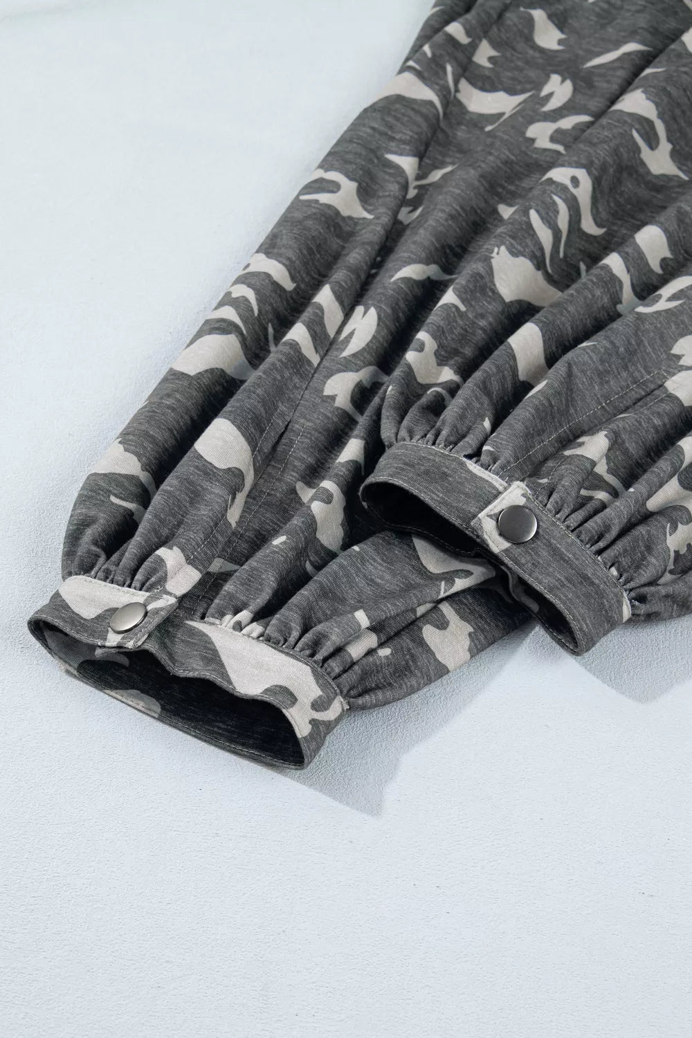 Camouflage cargo barrel pants back view