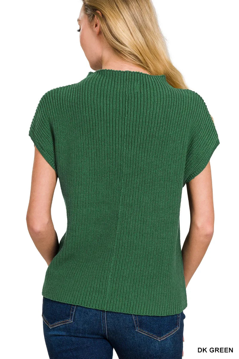 Zenana Mock Neck Short Sleeve Sweater - Fashorio
