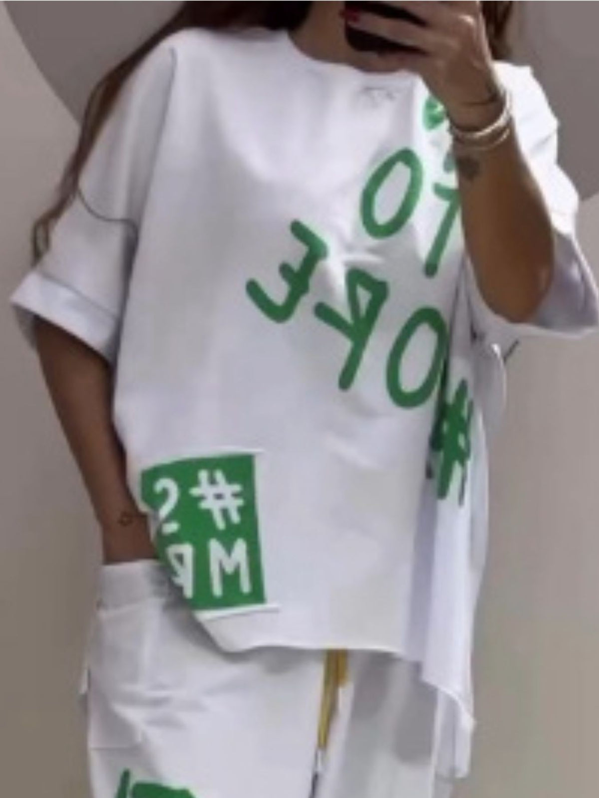 Letter Round Neck Tee and Pants Set Plus Size, view 11