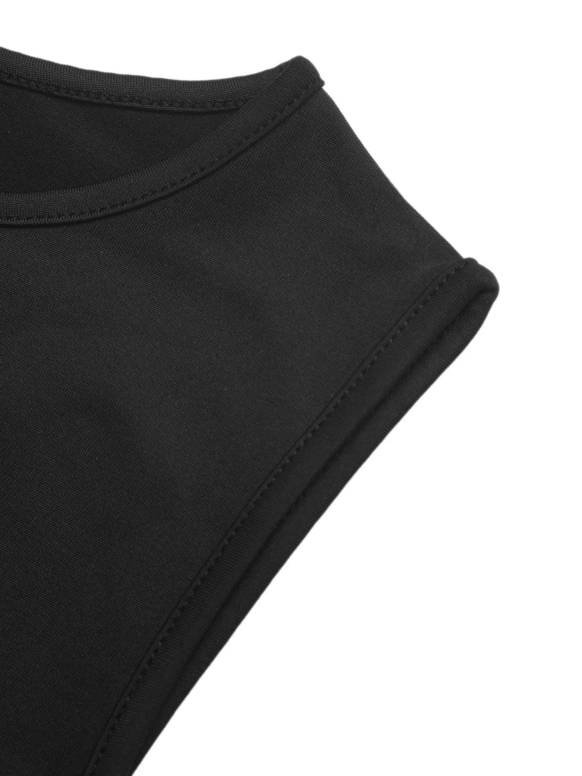 Black sheer lace panel sleeveless bodysuit angled view