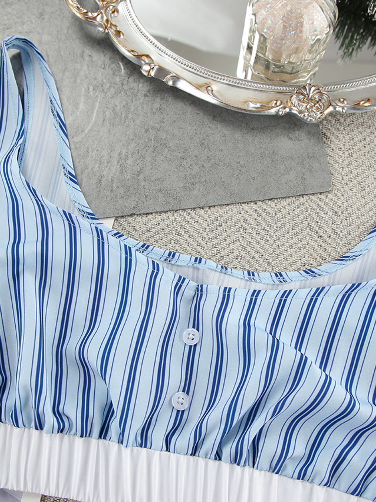 Striped Cami Shirt and Pants Lounge Set, view 13