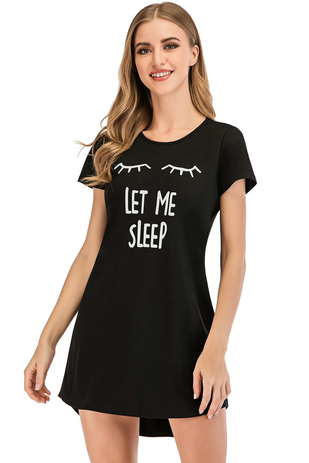 Graphic Round Neck Short Sleeve Lounge Dress - Fashorio