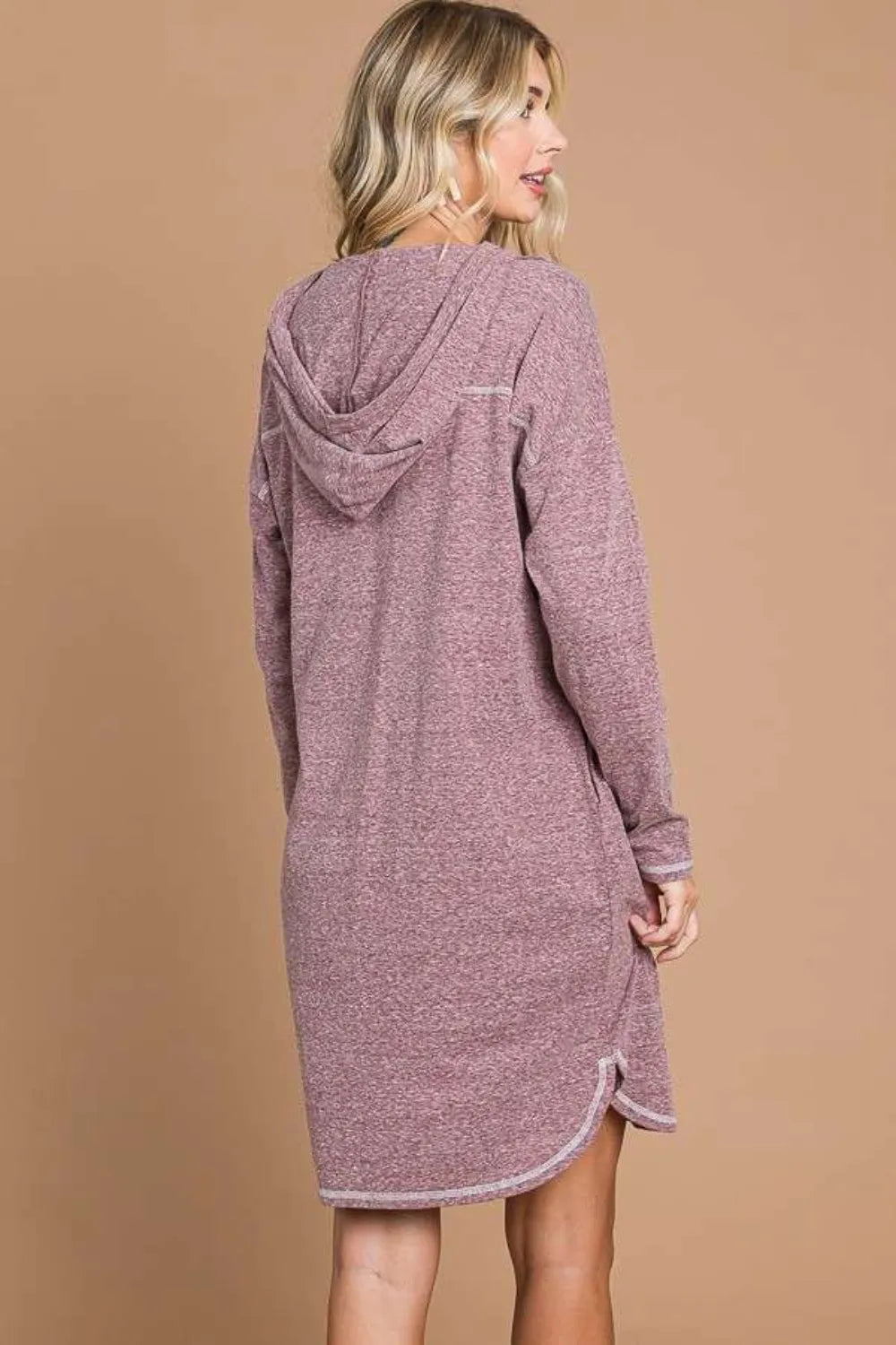 Hooded Long Sleeve Sweater Dress back view