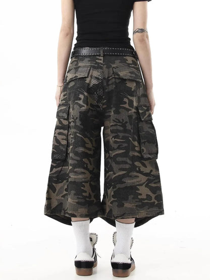 Men's Full Size Camouflage Cargo Denim Shorts Plus Size - Fashorio