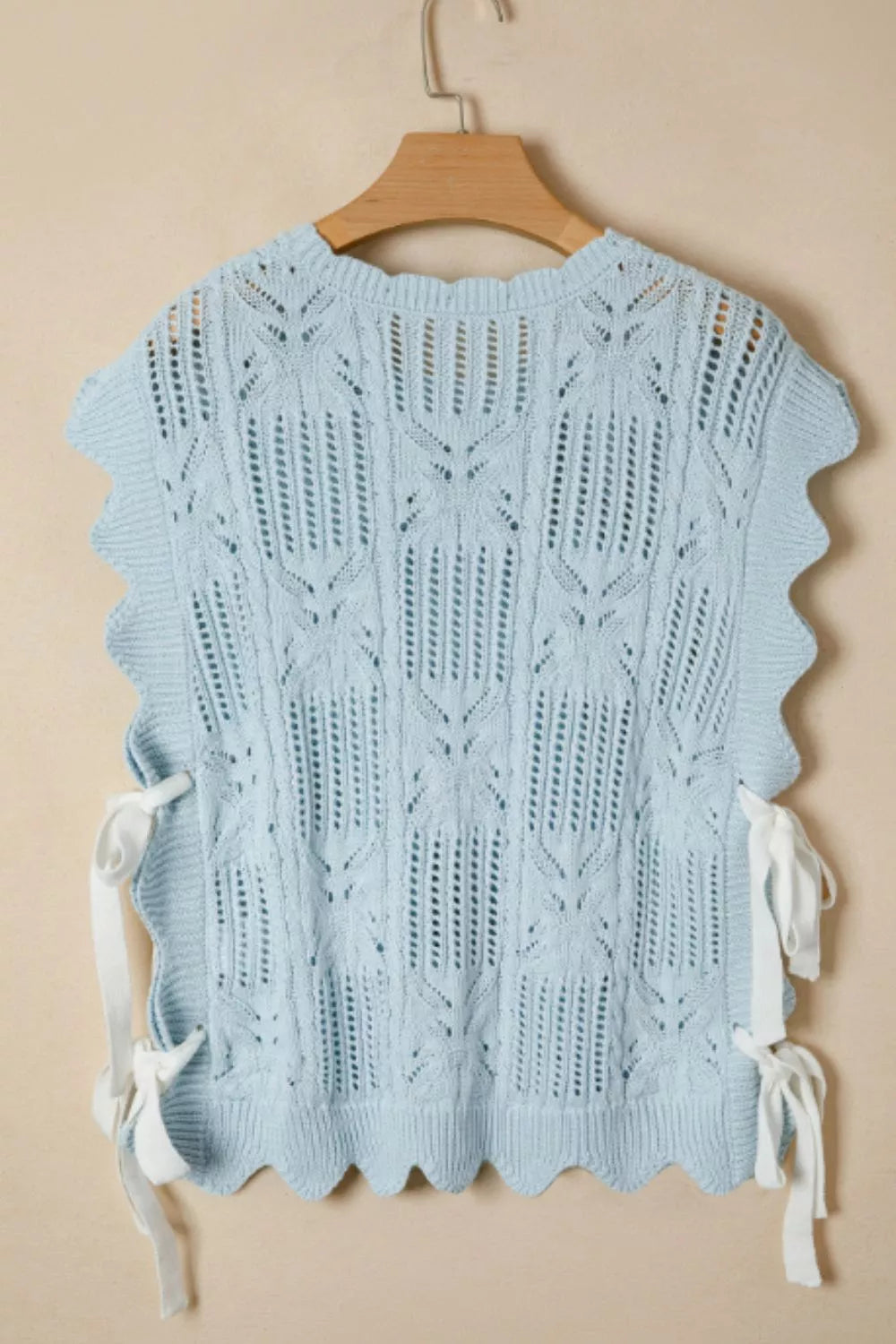 Openwork Side Tie Cable Knit Top, view 6
