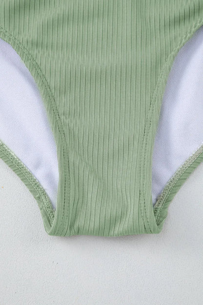 Ribbed Drawstring Sides Cutout One Piece Swimsuit - Fashorio