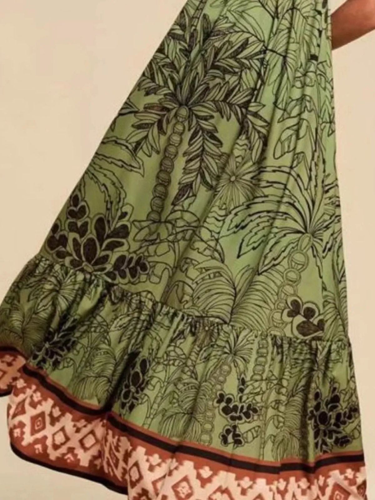 Tropical print maxi cami dress, side profile