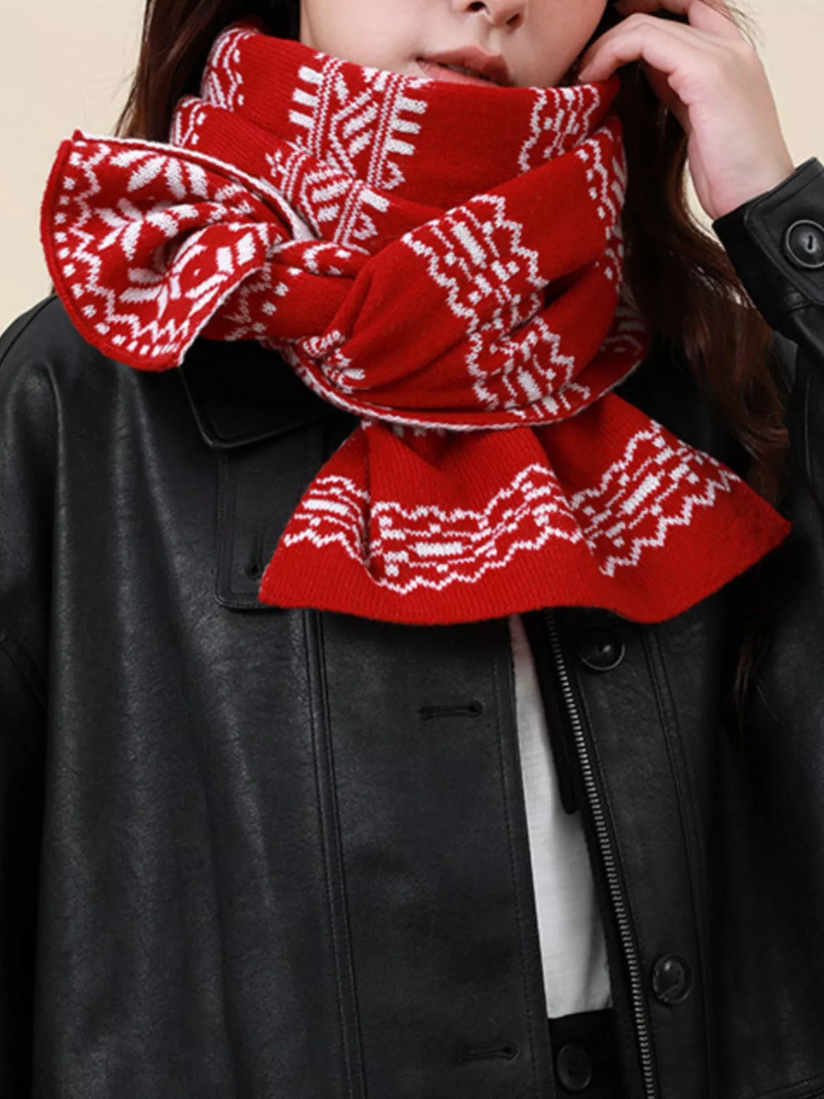 Christmas Snowflake Knit Scarf, view 6