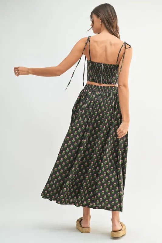 MABLE Floral Crop Top and Skirt Set - Fashorio
