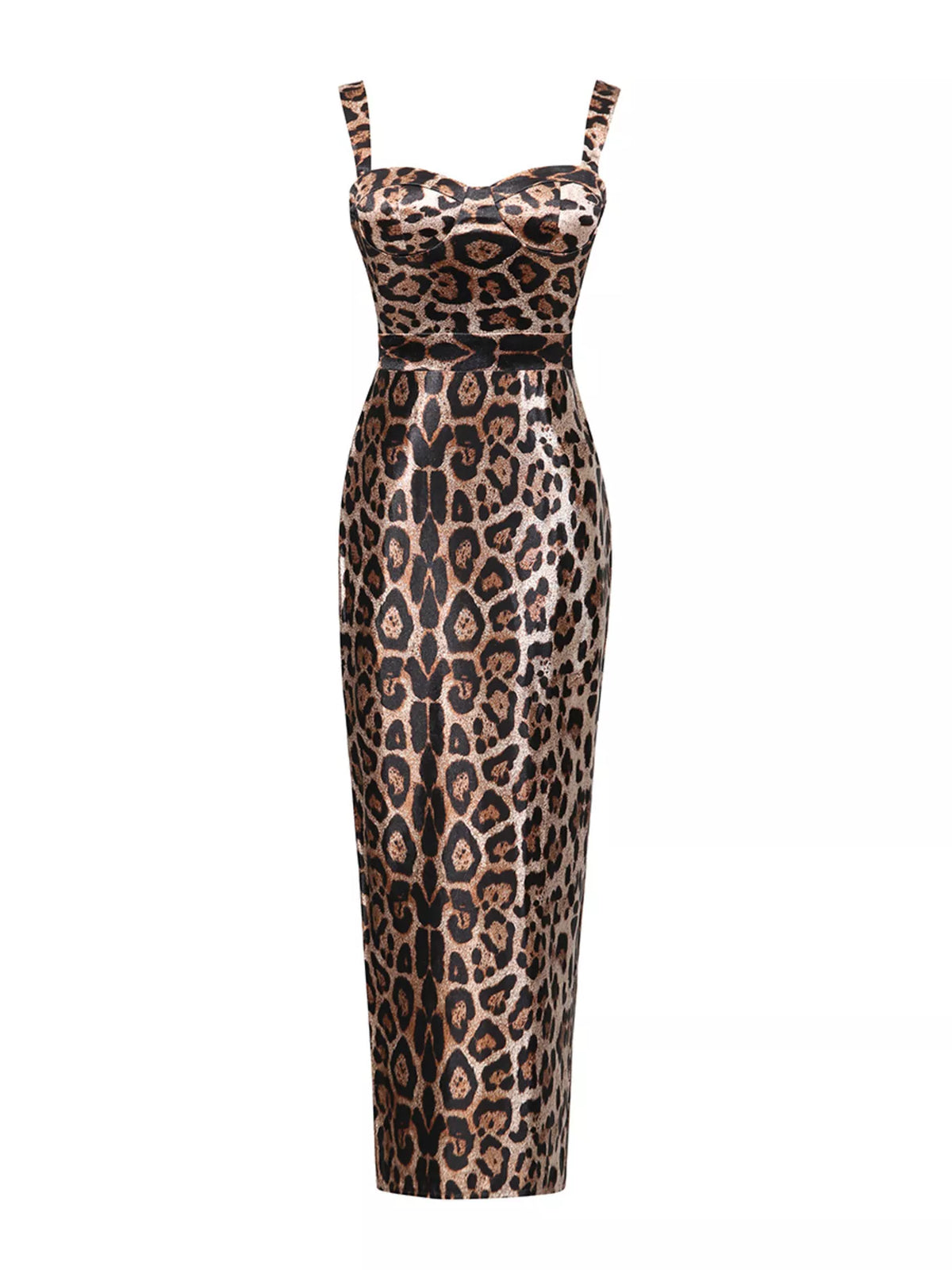 Leopard print bodycon midi dress styled look