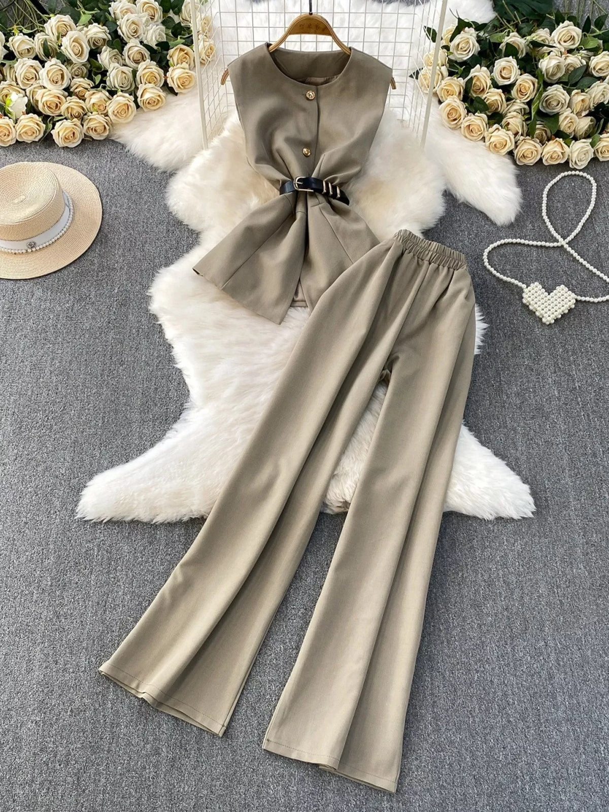 Wide leg pants set alternate shade