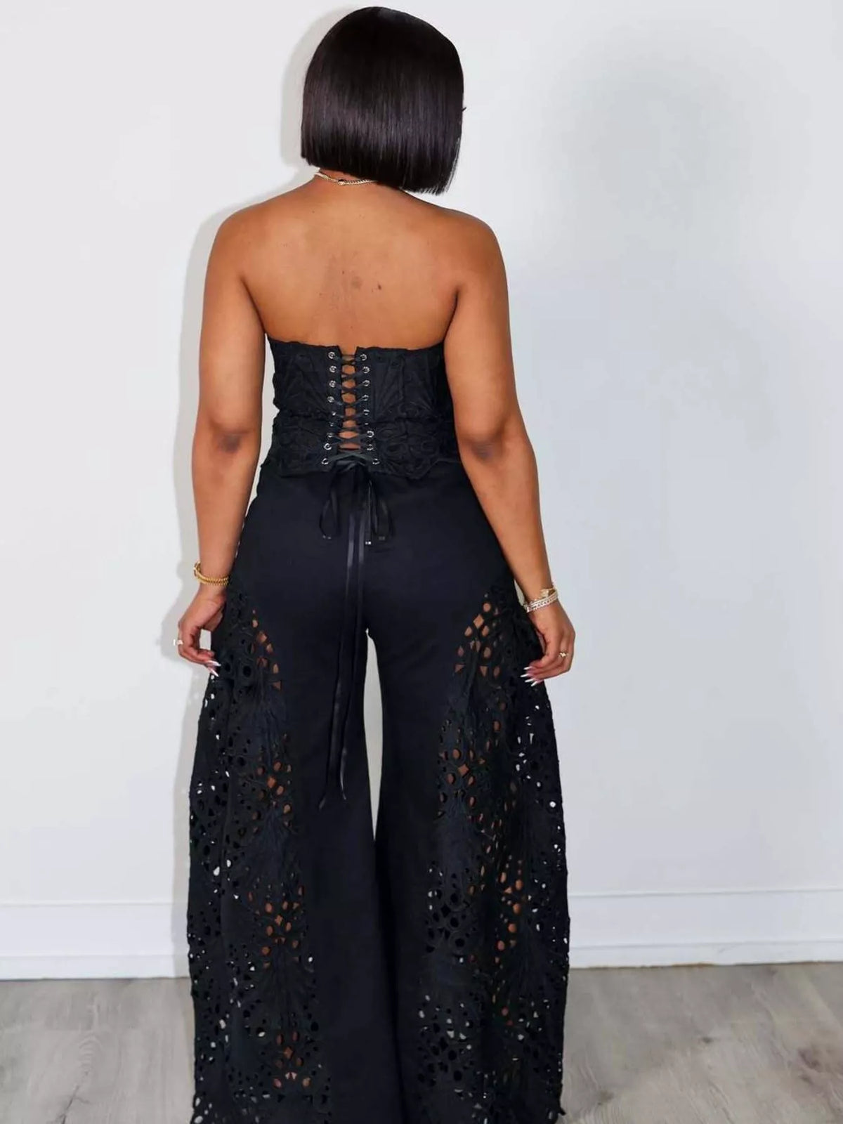 Black two piece set full outfit view