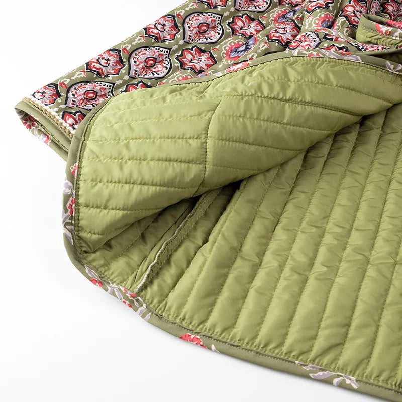 Belted Open Front Floral Winter Coat - Fashorio