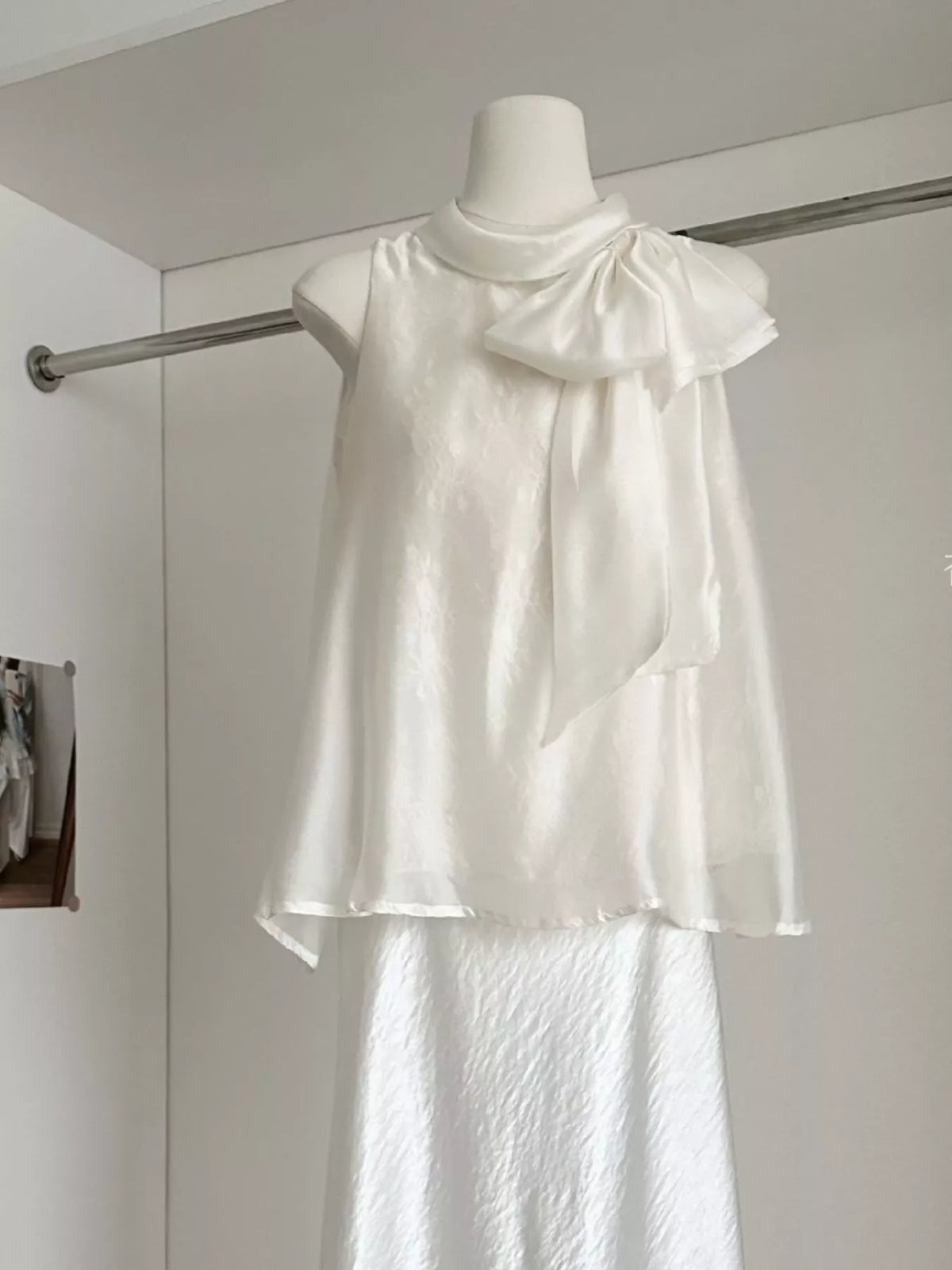 Bow chiffon sleeveless top, back view