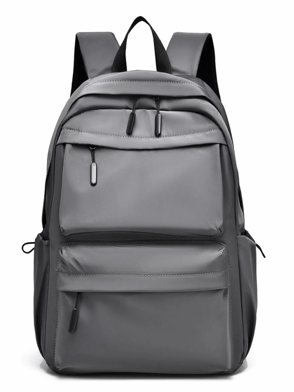 Black PU leather multi pocket backpack view