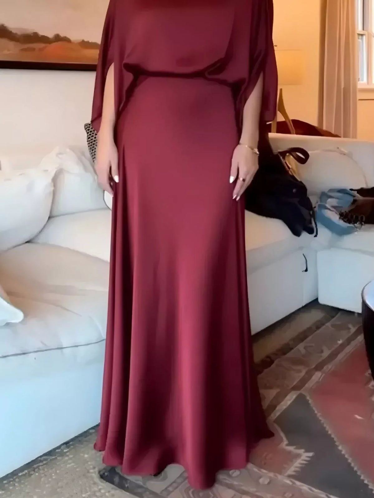 Batwing Sleeve Maxi Dress styled look