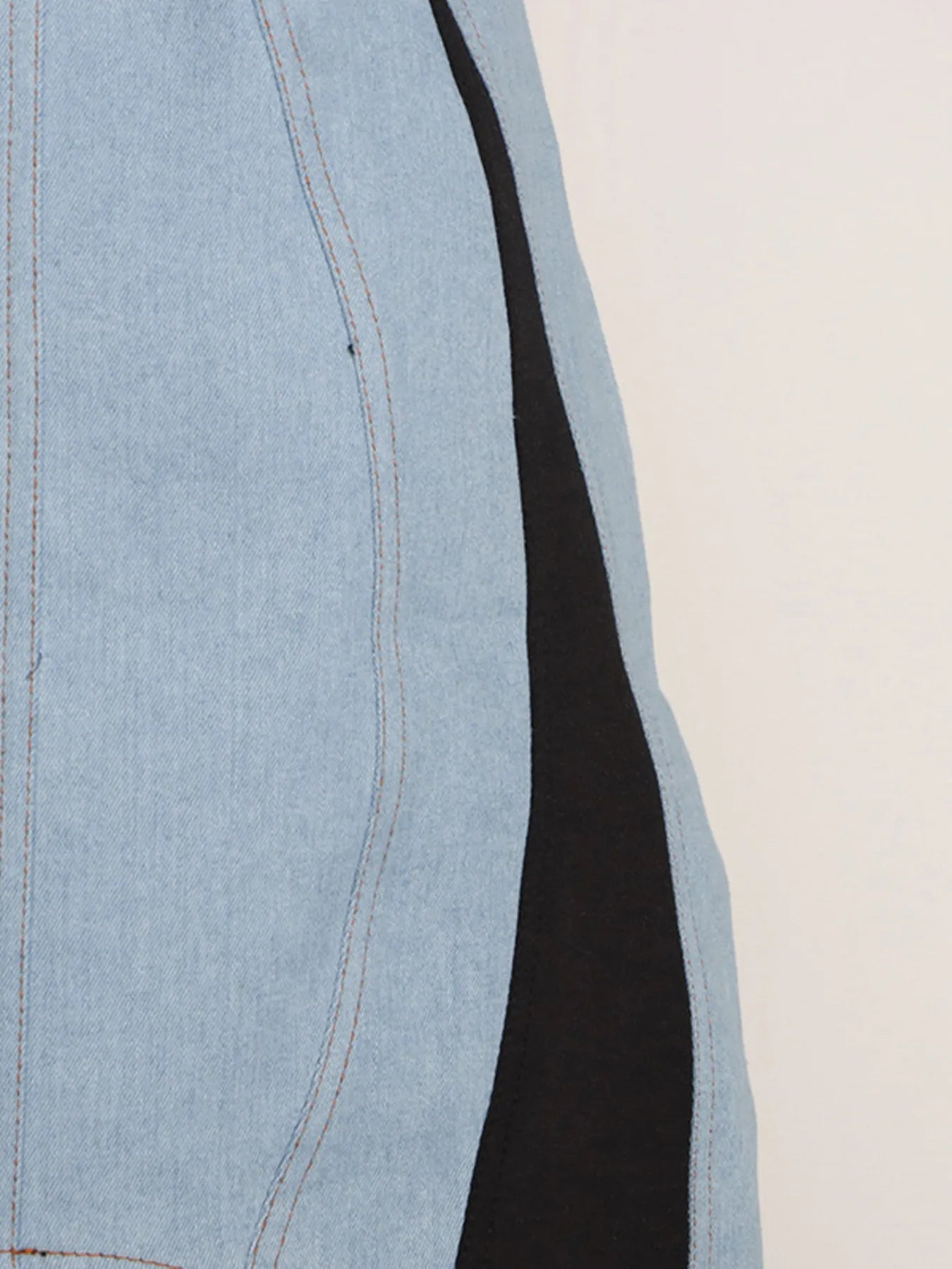 Contrast Adjustable Strap Denim Dress - Fashorio