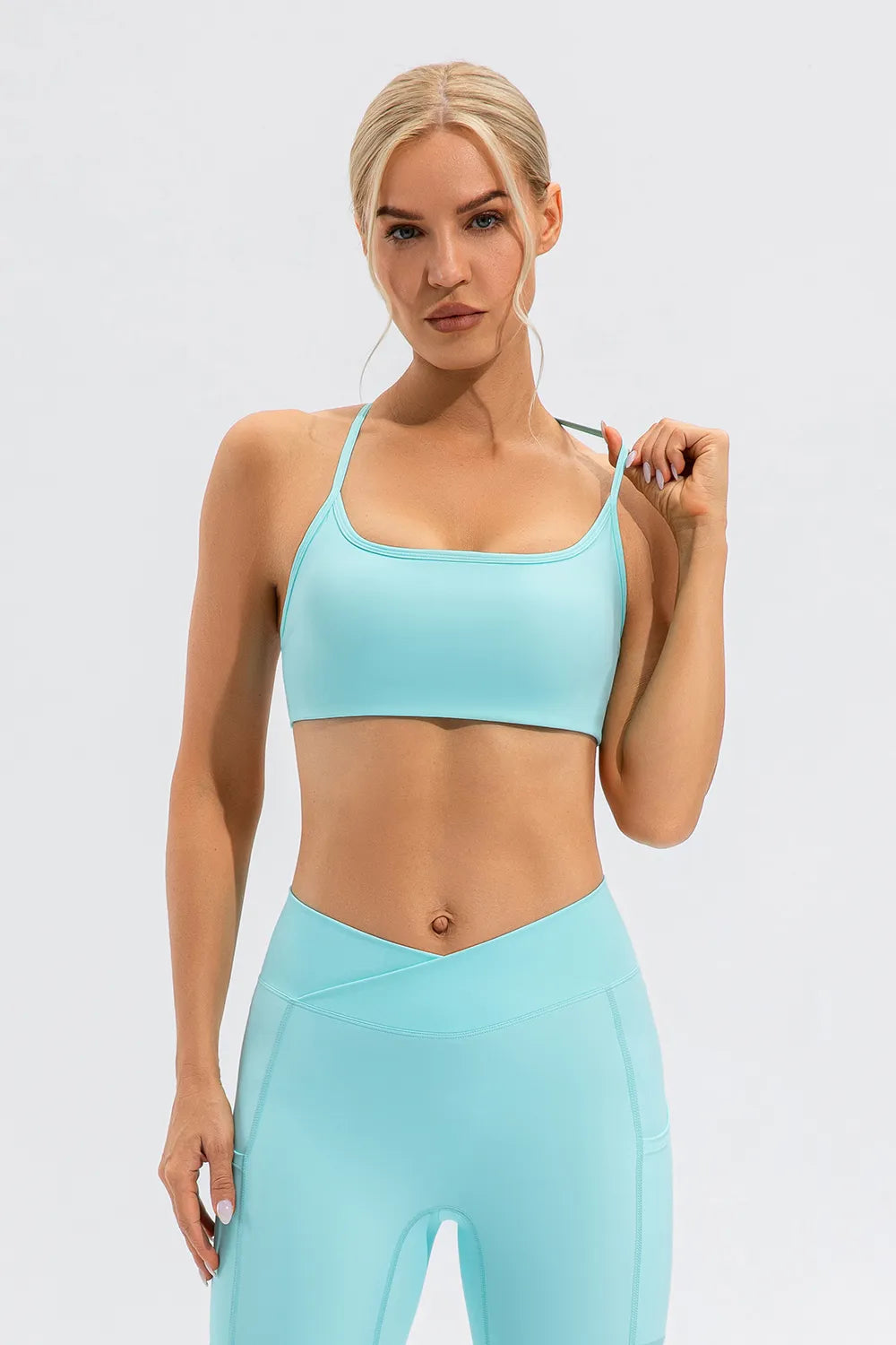 Crisscross Spaghetti Strap Active Cami front view 15