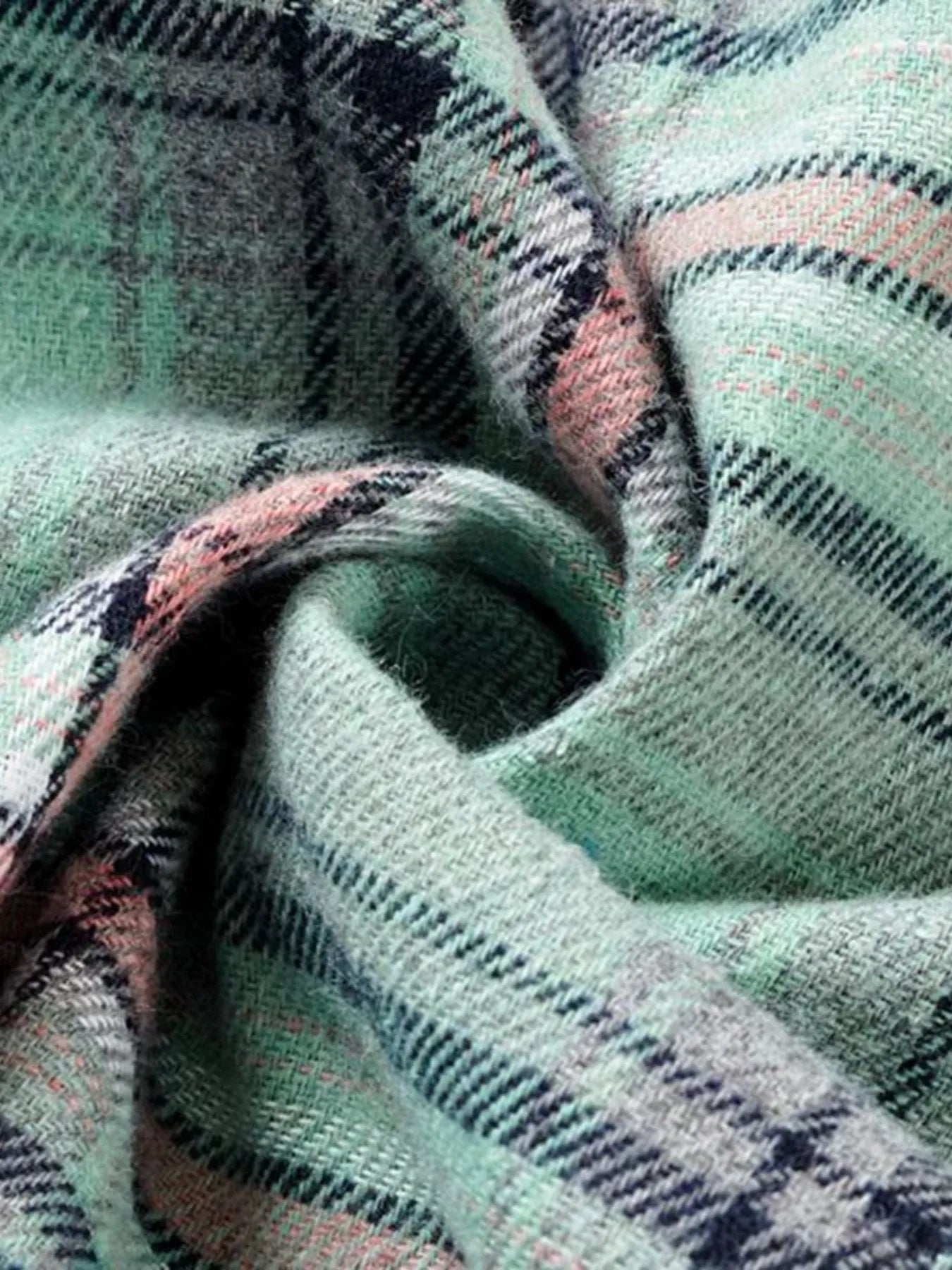 Plaid Button-Up Hooded Shirt - Fashorio