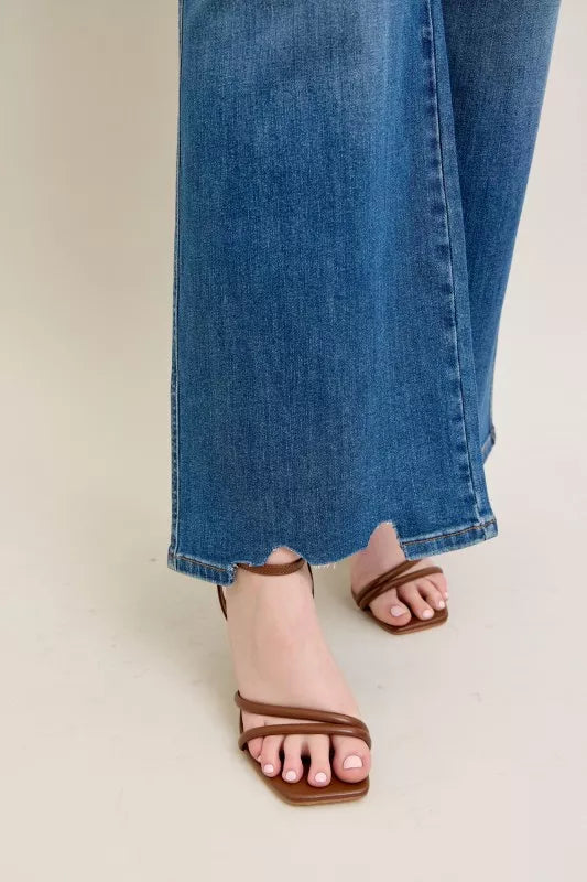 Judy Blue High Rise Distressed Wide Leg Jeans, view 13