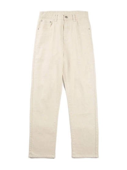 Men's Full Size Vintage Washed Straight Leg Relaxed Fit Jeans Plus Size Creamy-white - Fashorio