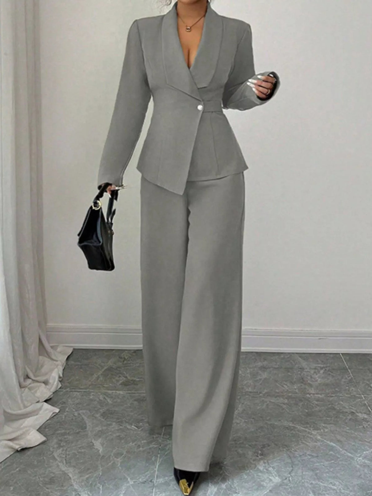 Coordinated blazer pants set detail
