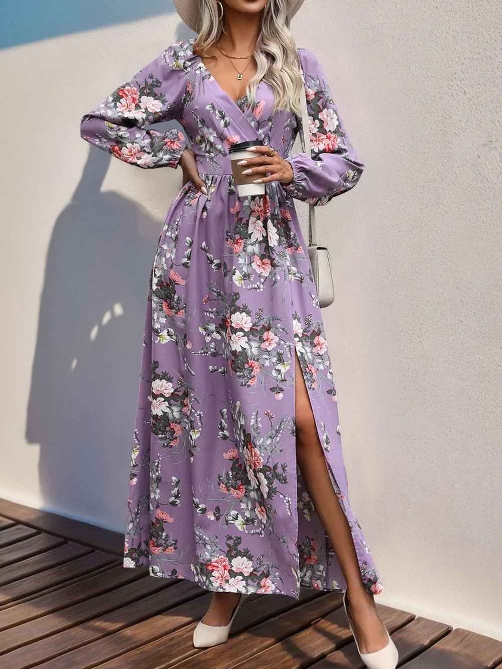 Printed maxi dress back view