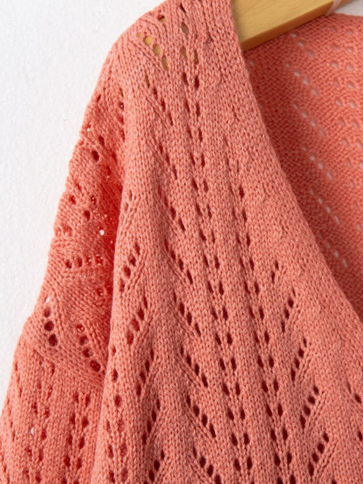 Openwork cardigan burnt coral tone