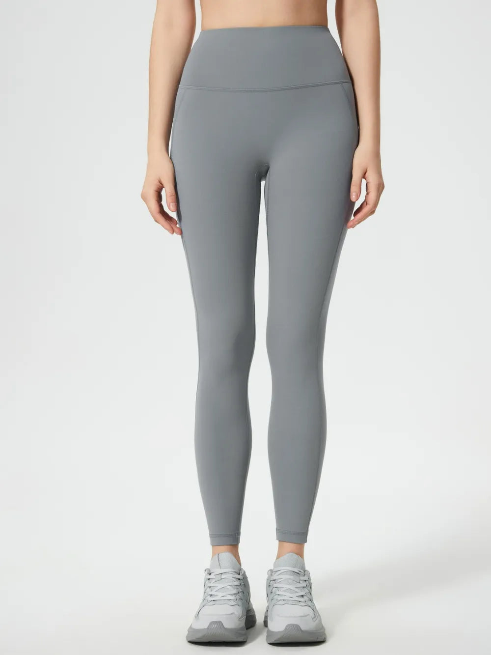 Millennia Wide Waistband Active Leggings Gray - Fashorio