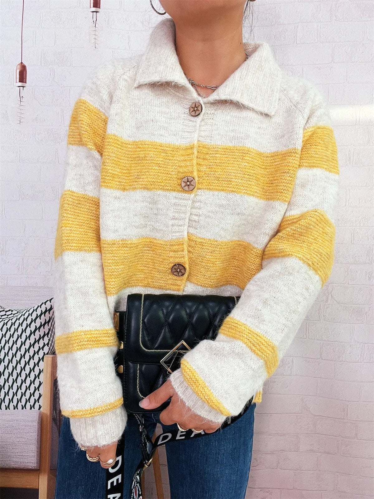 striped cardigan front styling