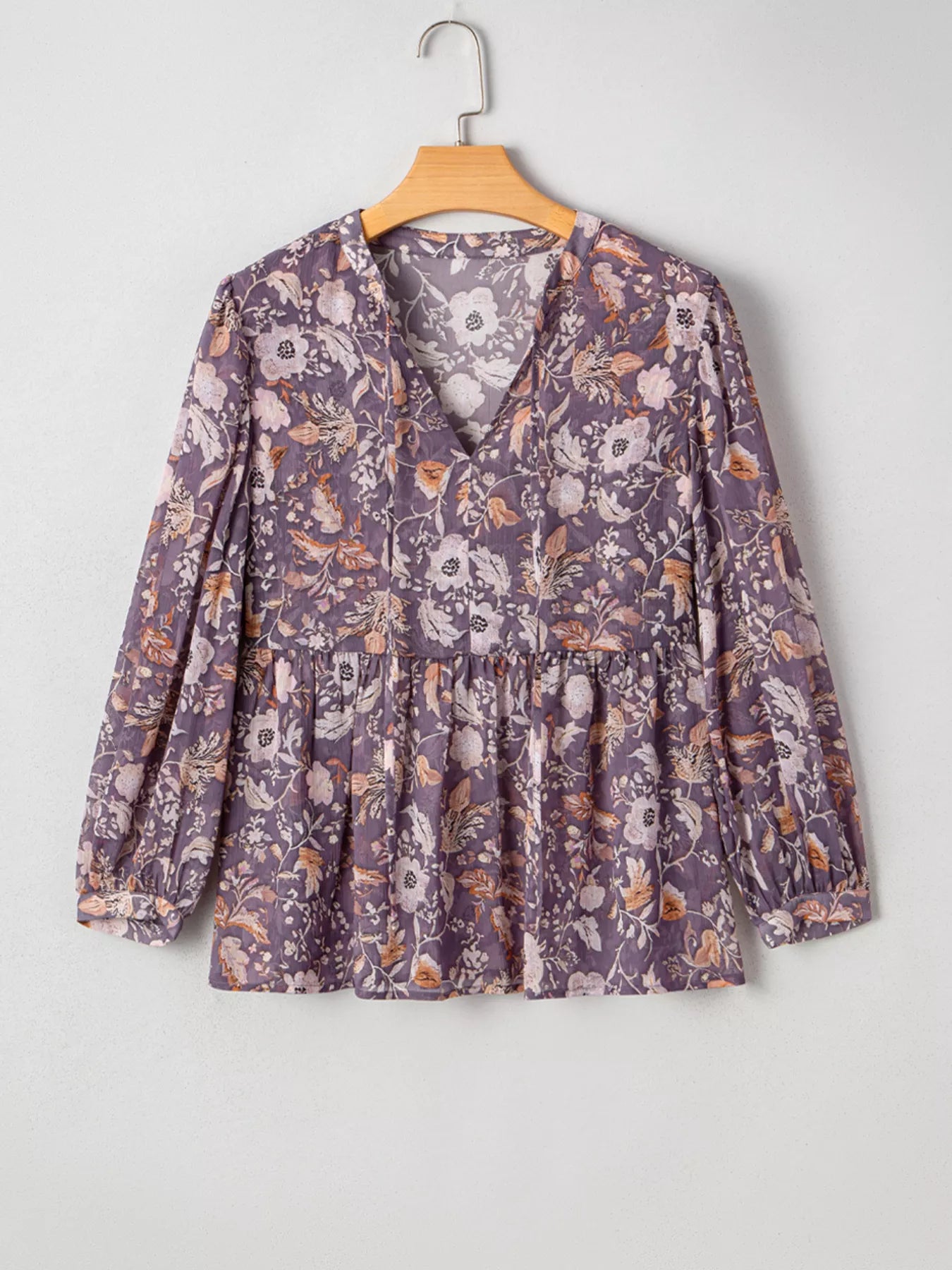 Floral Print Tie Neck Blouse - Fashorio