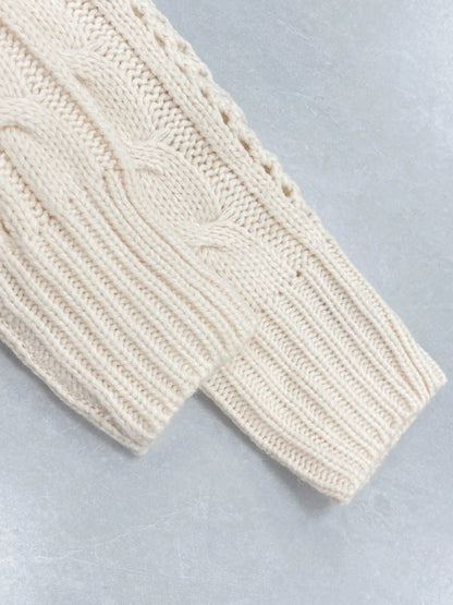 Cable Knit Belted Cardigan with Button Front - Fashorio