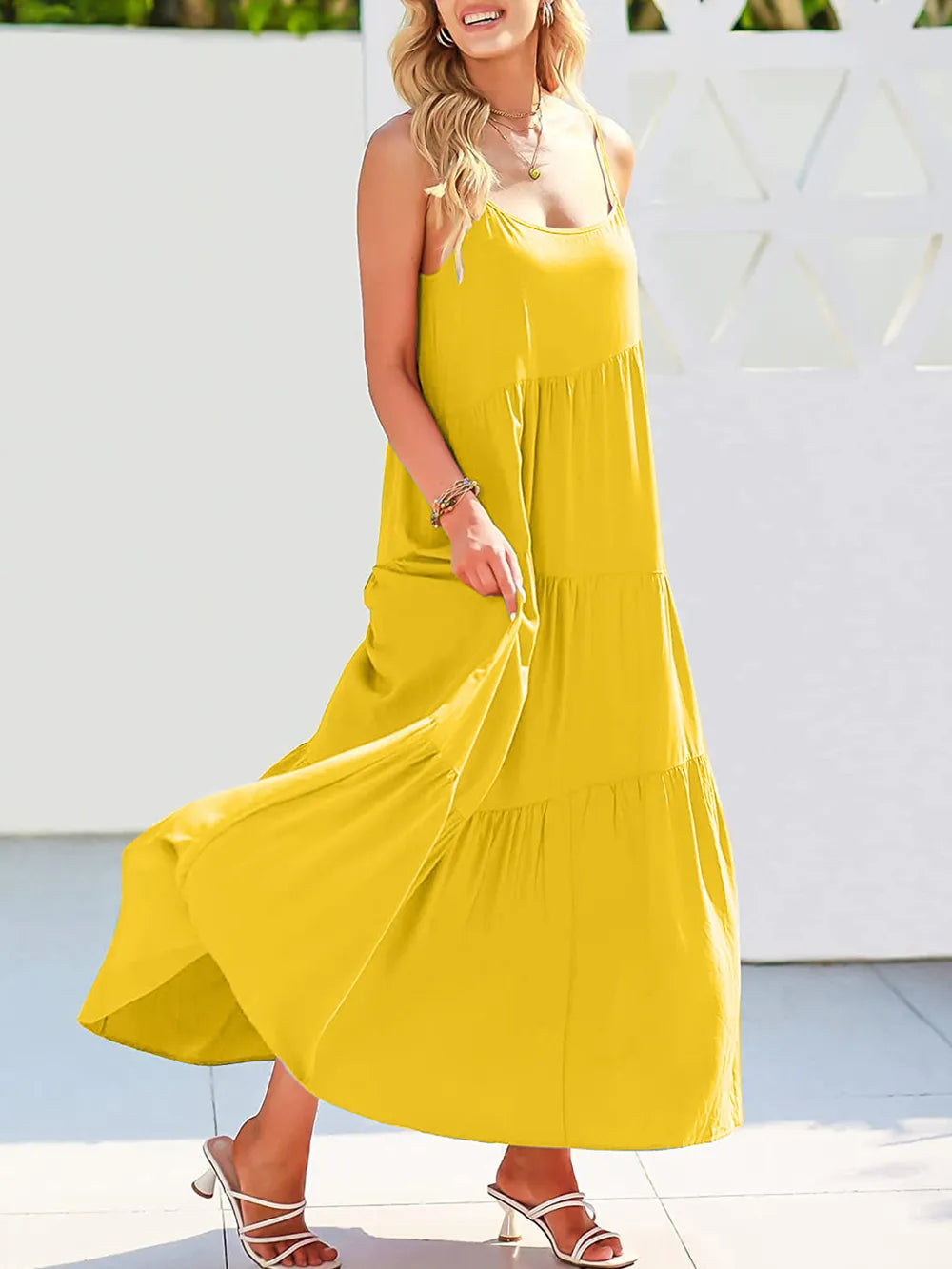 Tiered maxi dress hem detail
