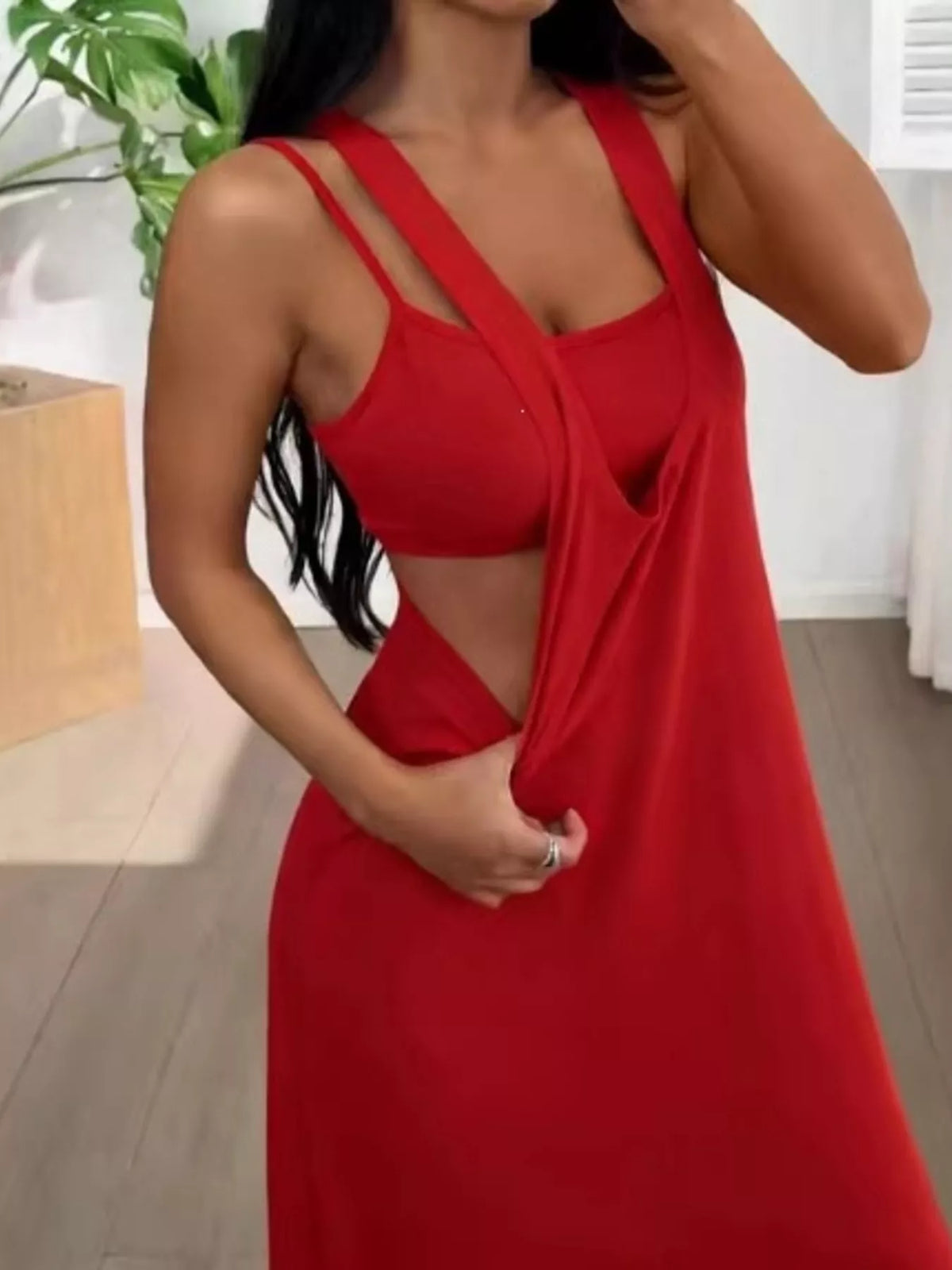 Scoop Neck Cami and Maxi Dress Two Piece Set, view 15
